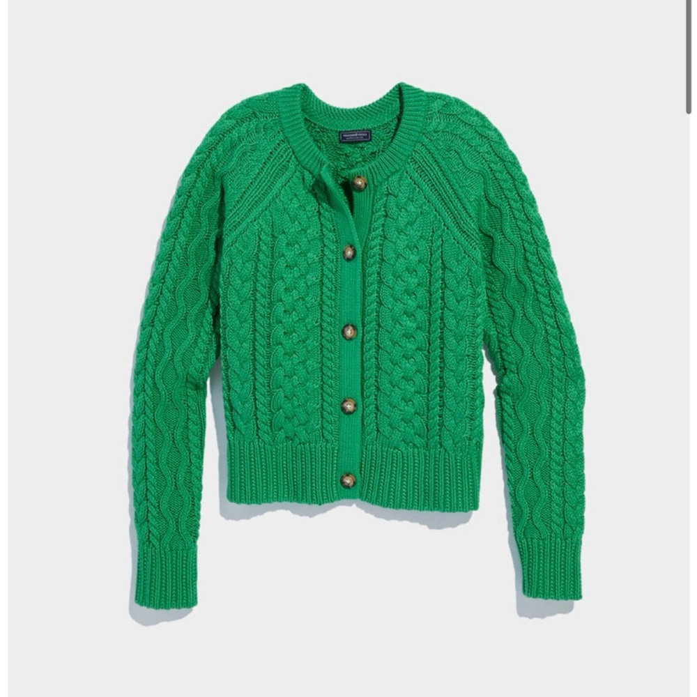 Vineyard Vines Gumdrop Green Cable Knit Sweater